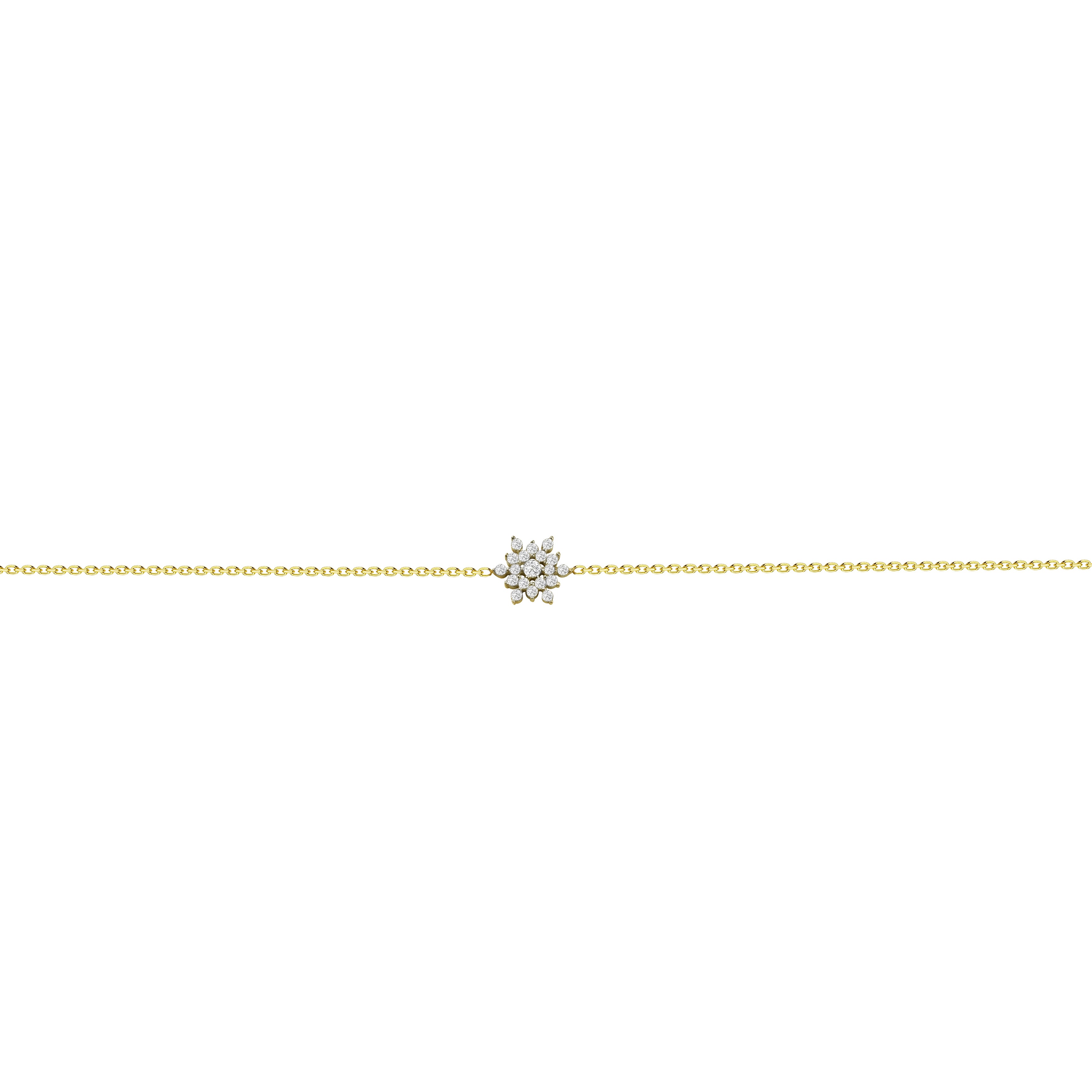 CZ Cluster Charm Bracelet in 14K Gold