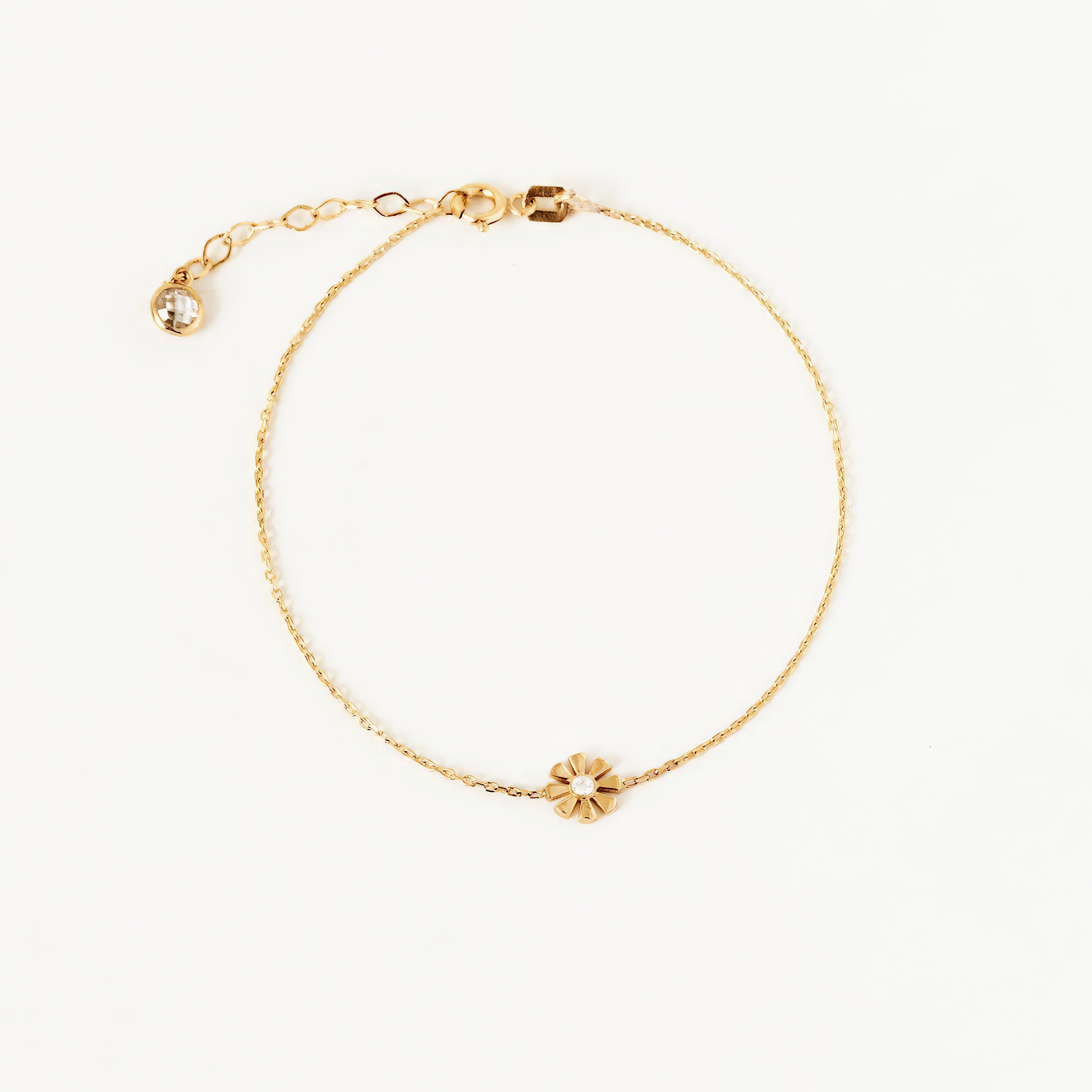 Floral Charm CZ Bracelet in 14K Gold