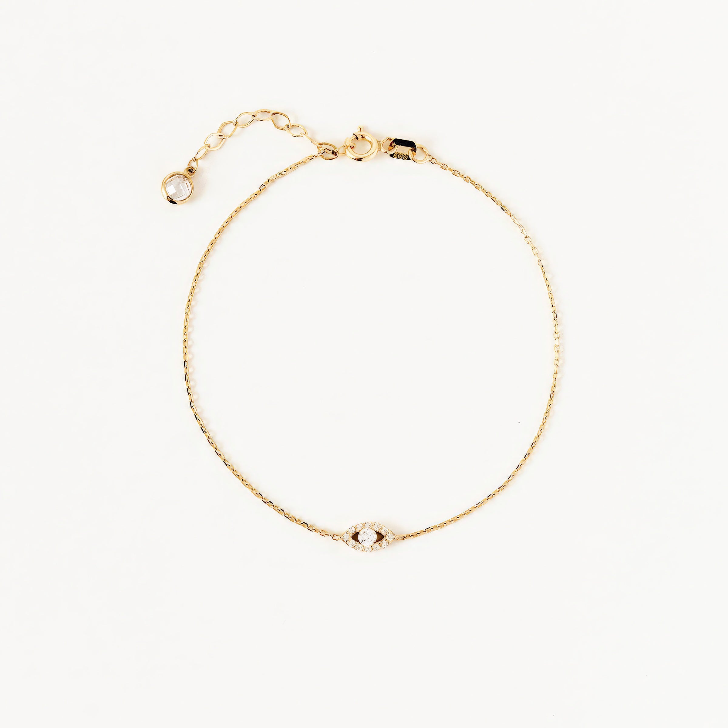 CZ Accent Eye Bracelet in 14K Gold