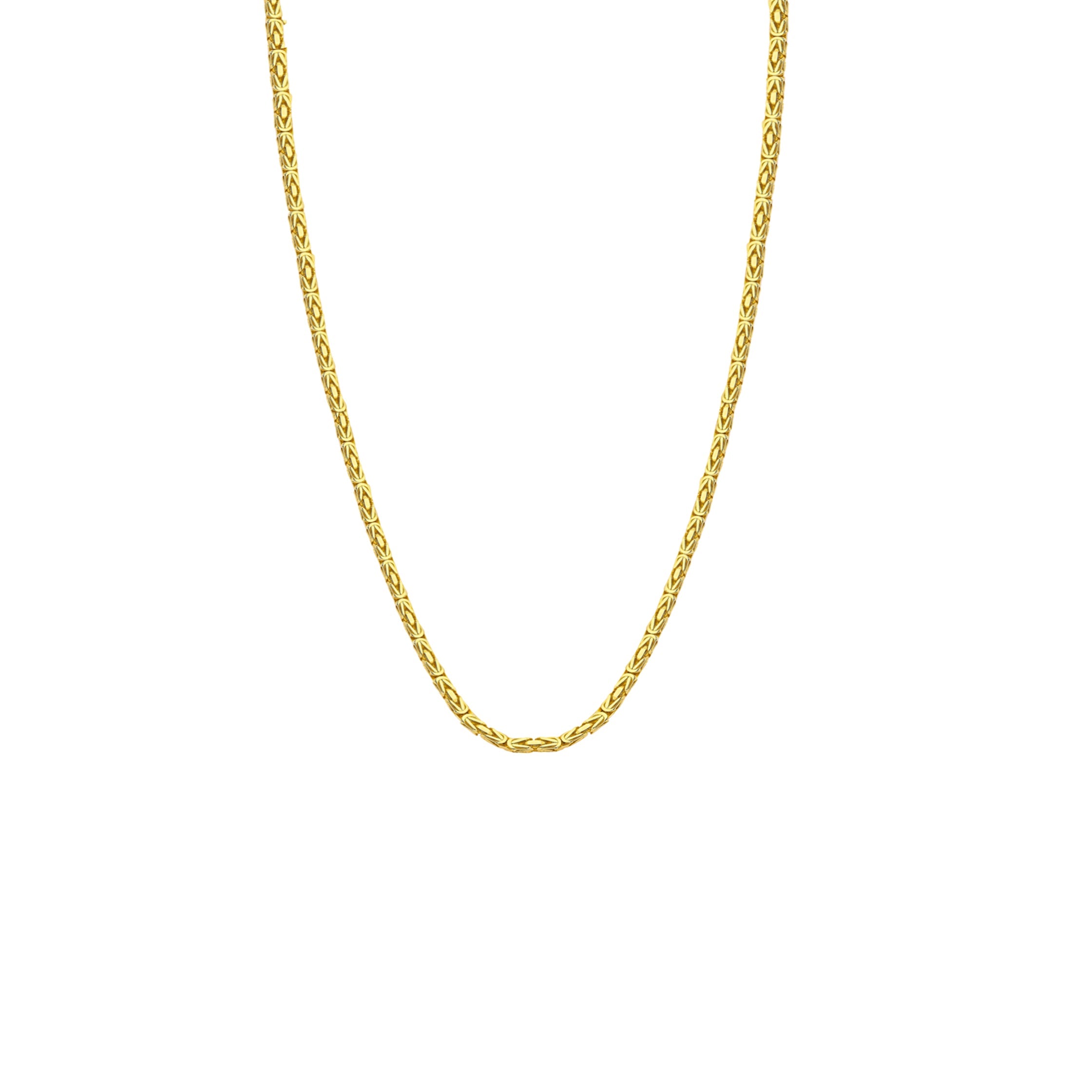 14K Gold Byzantine Square Chain Necklace - 1.90mm | Elegant Gold Jewelry