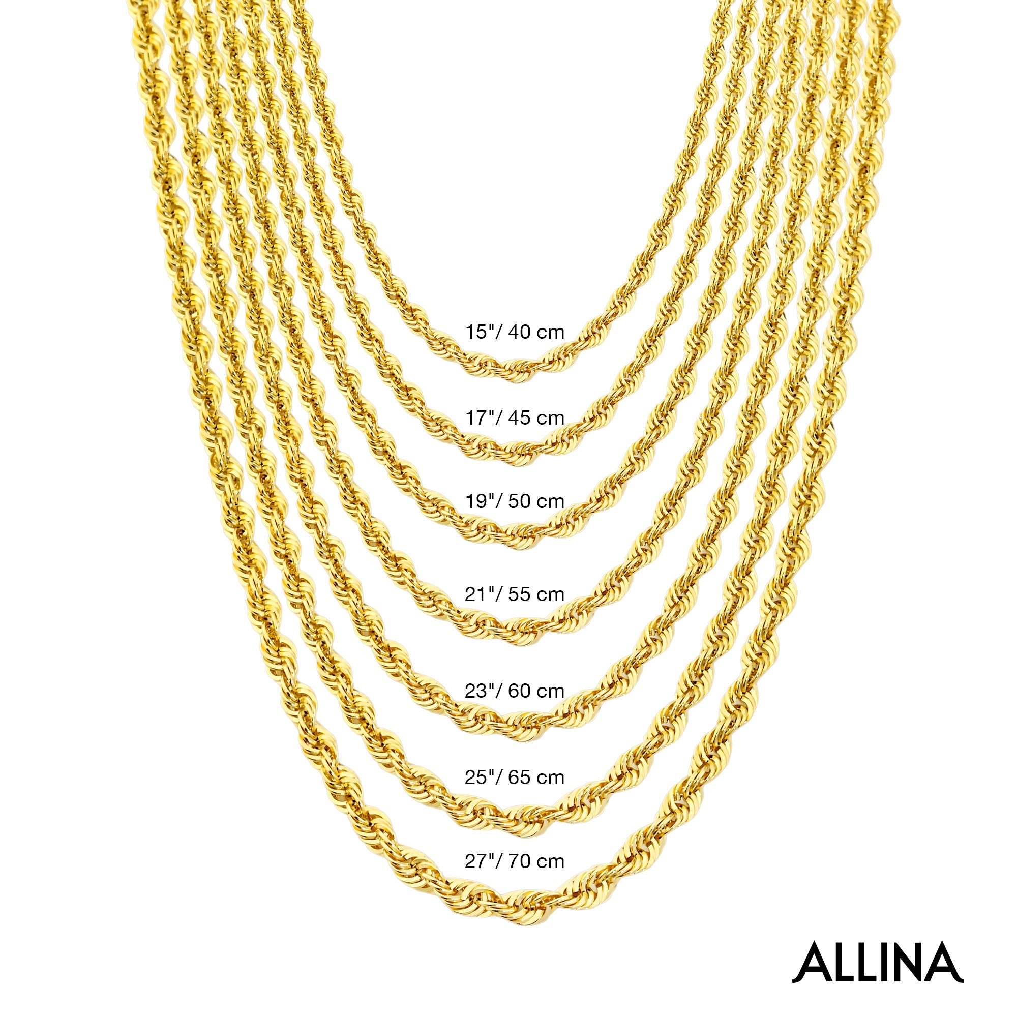 Gold Rope Chain Necklace - 2.25mm | Elegant Gold Jewelry for Men & Women