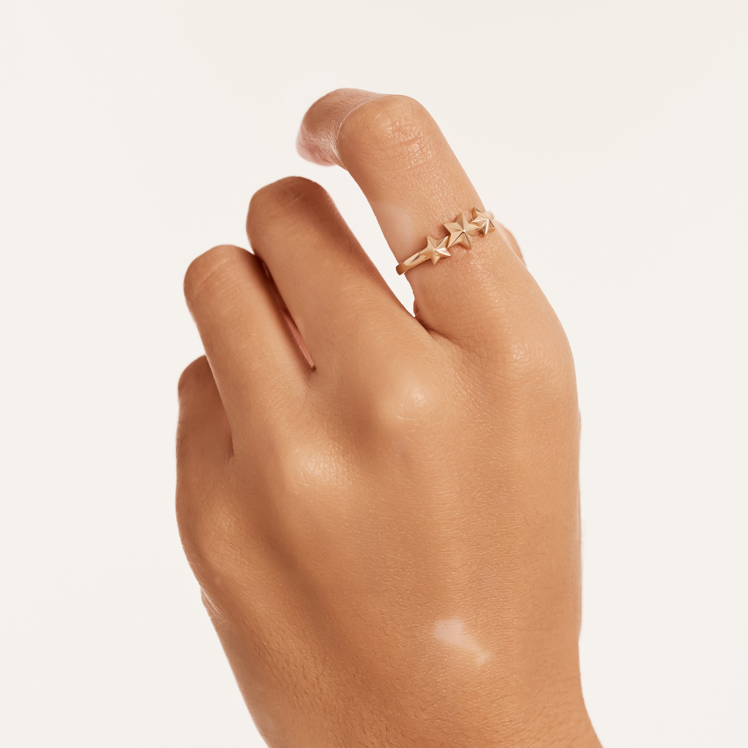 Celestial Star Pattern 14K Gold Ring