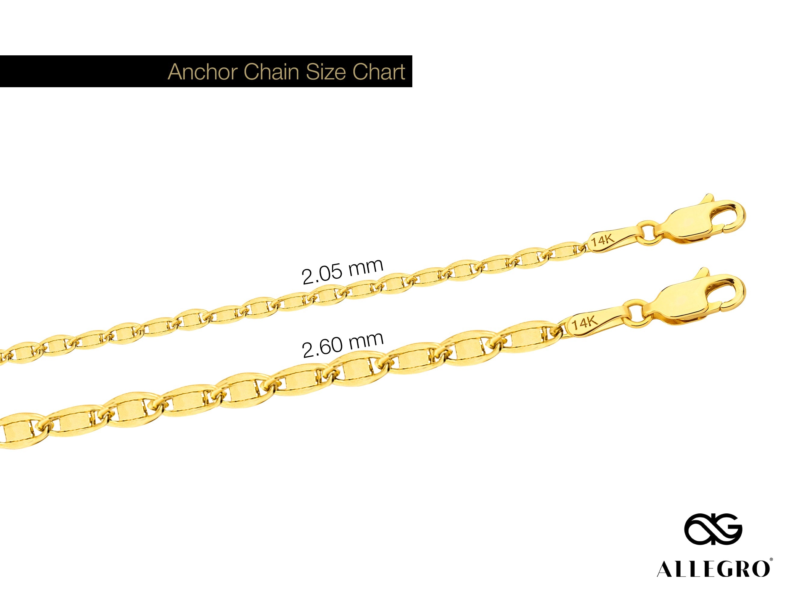 14K Gold Anchor Chain Bracelet - 2.05 mm | Elegant Gold Bracelet